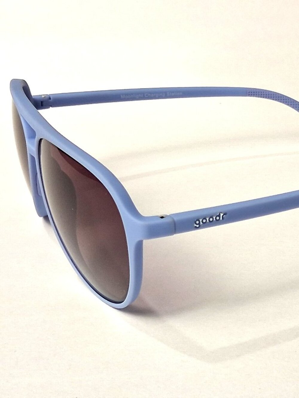 Goodr Mach G Moonlight Charging Station Blue Aviator Sunglasses